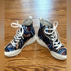 Colorful High-Top Sneakers.  Worn once